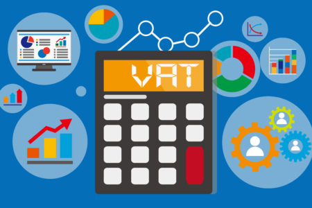 New VAT penalty and interest regime could be more expensive - VAT calculator sounded by colourful graphs, computer screens and other widgets